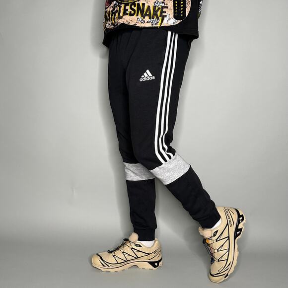 adidas Other - Vintage Y2K Adidas Sweatpants Mens S Slim Fit Black White Stripe Cotton Joggers